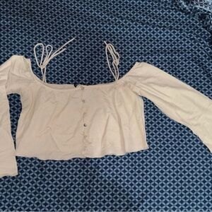 Zara Cream Off-Shoulder Crop Top